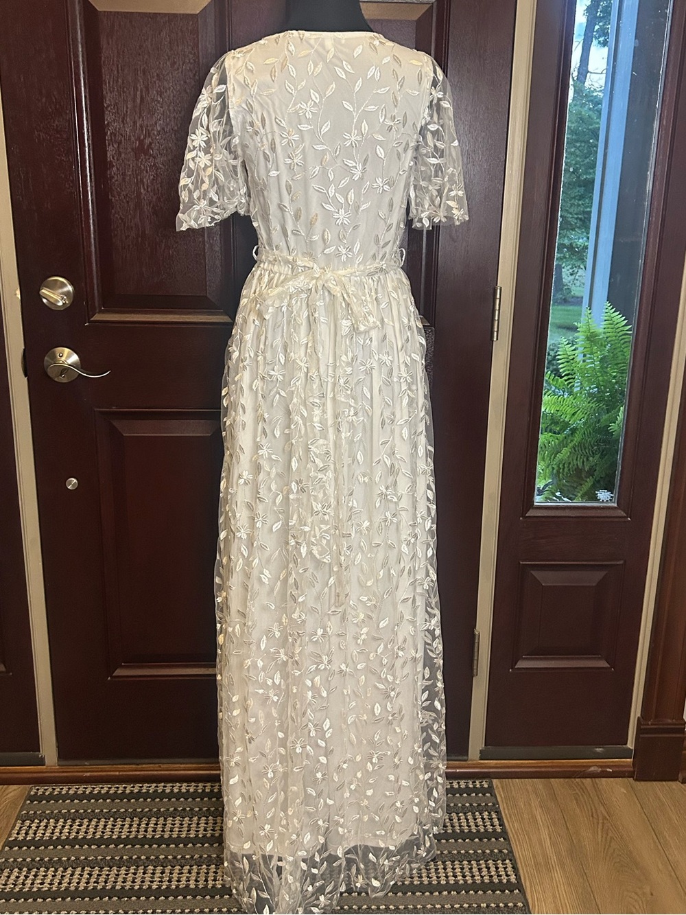 Baltic Born White Embroidered Floral Mesh Maxi Dress Small Cottagecore - Picture 11 of 11